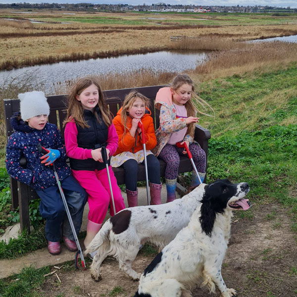 Taking a break from litter picking, Tollesbury sea wall