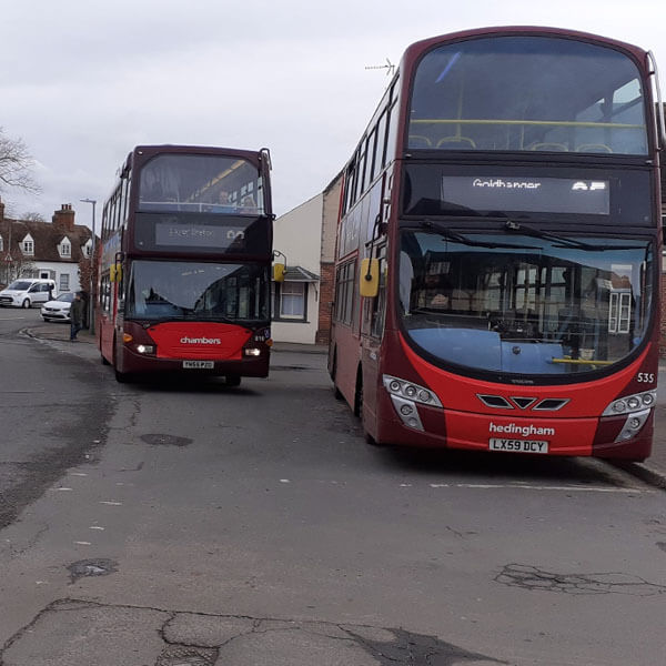 Hedingham buses in Tollesbury Square